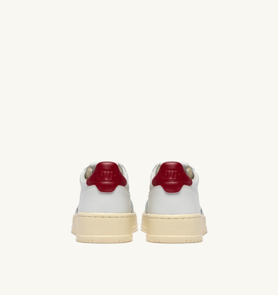 MEDALIST LOW IN WHITE AND DEEP CLARET LEATHER