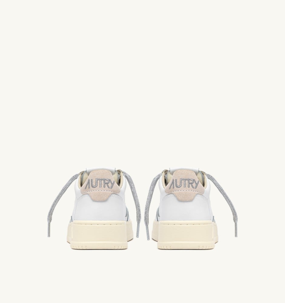 MEDALIST LOW IN WHITE LEATHER WITH SILVER-TONE LUREX DETAILS