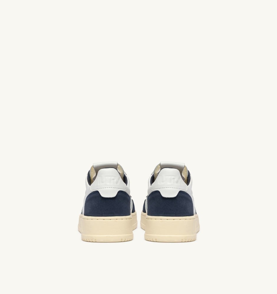 MEDALIST LOW IN WHITE LEATHER AND DENIM SUEDE