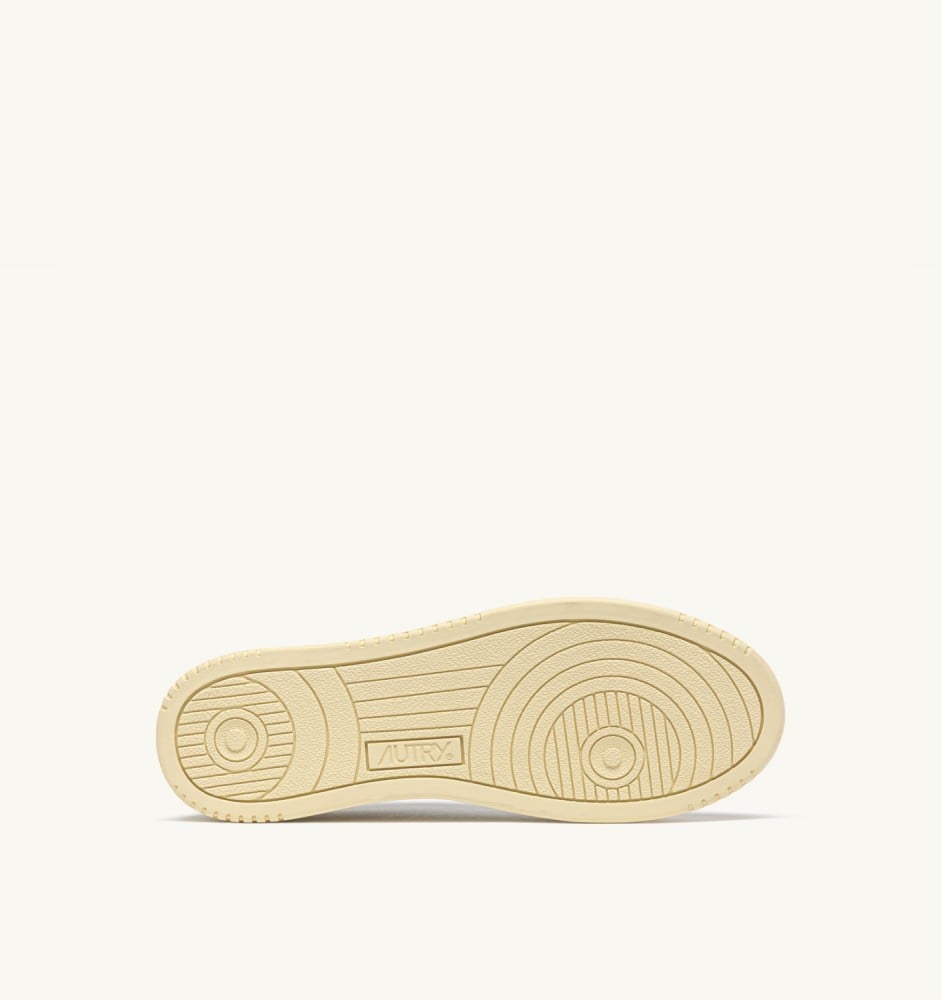 MEDALIST LOW IN WHITE LEATHER AND CHOCOLATE CHIP SUEDE