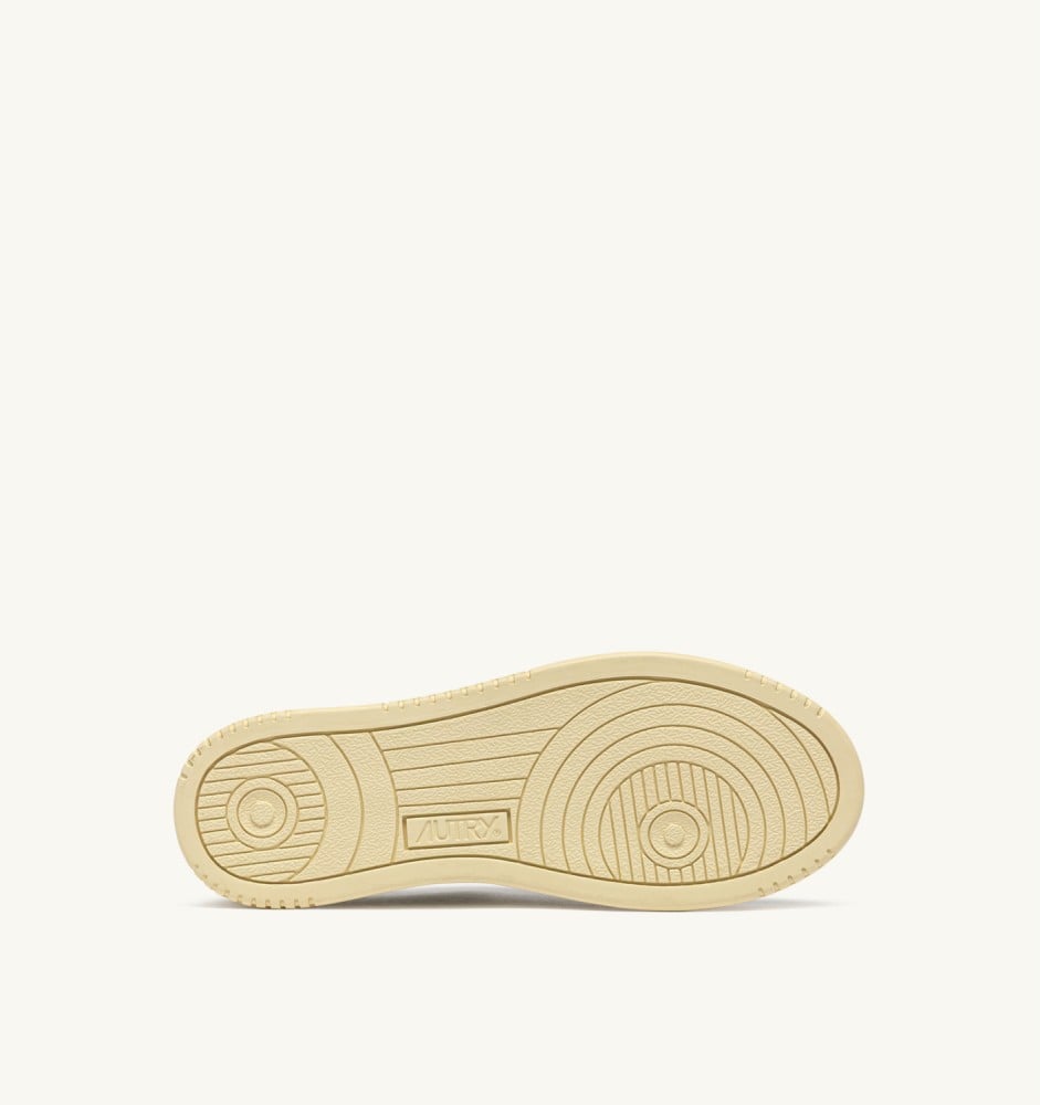 MEDALIST LOW IN WHITE LEATHER AND DARK SEA SUEDE
