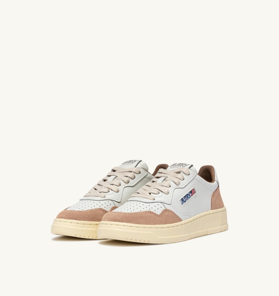 MEDALIST LOW IN WHITE LEATHER AND PHARD SUEDE
