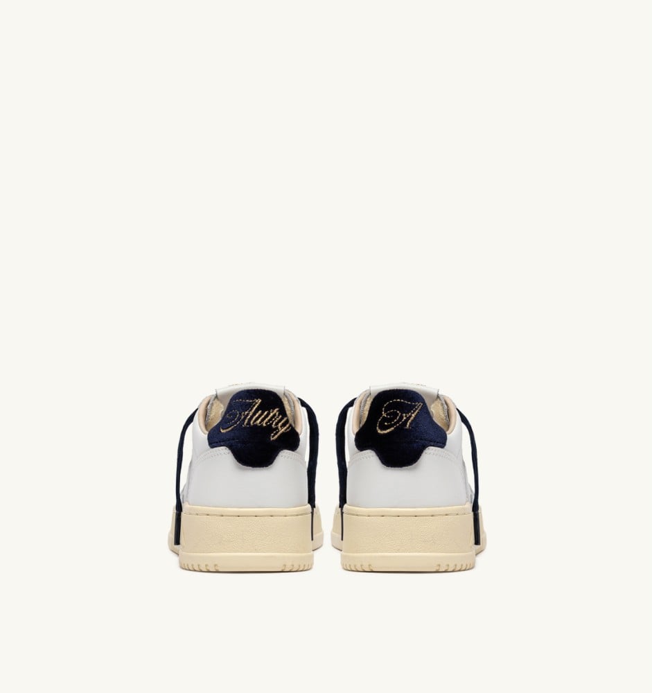 MEDALIST LOW IN WHITE LEATHER AND SPACE VELVET
