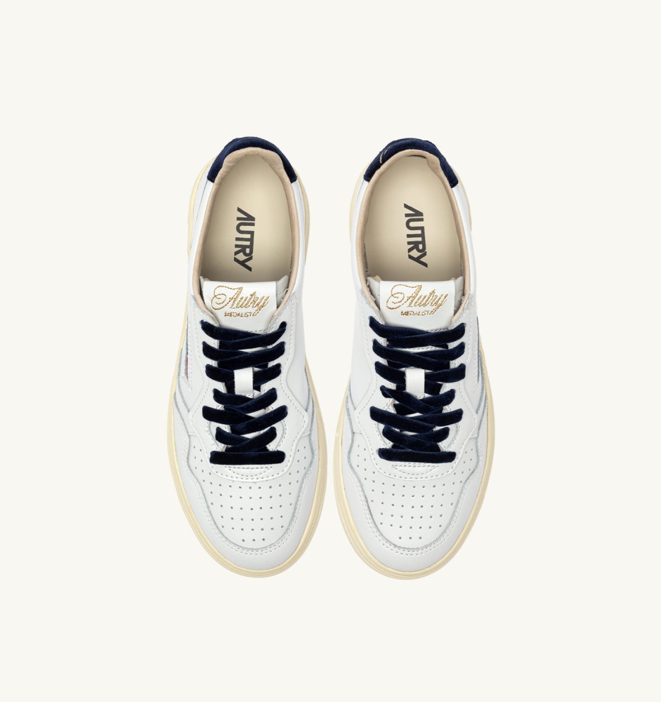 MEDALIST LOW IN WHITE LEATHER AND SPACE VELVET