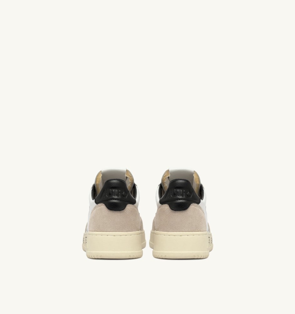 MEDALIST LOW IN WHITE AND BLACK SUEDE AND LEATHER WITH LETTERING