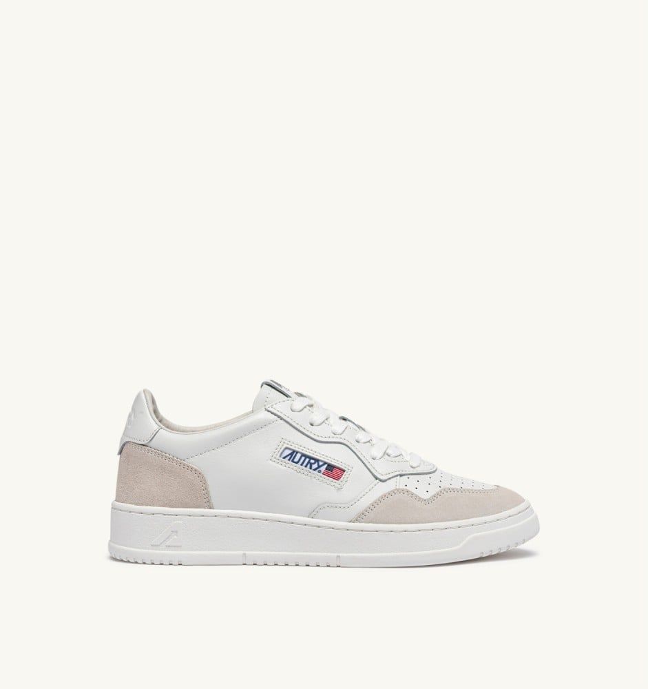 MEDALIST LOW IN WHITE LEATHER AND SUEDE