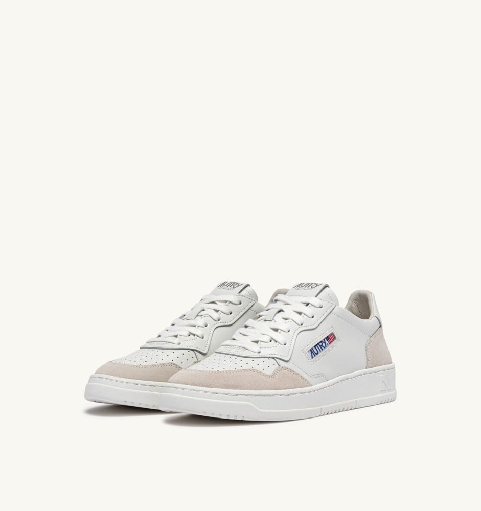 MEDALIST LOW IN WHITE LEATHER AND SUEDE