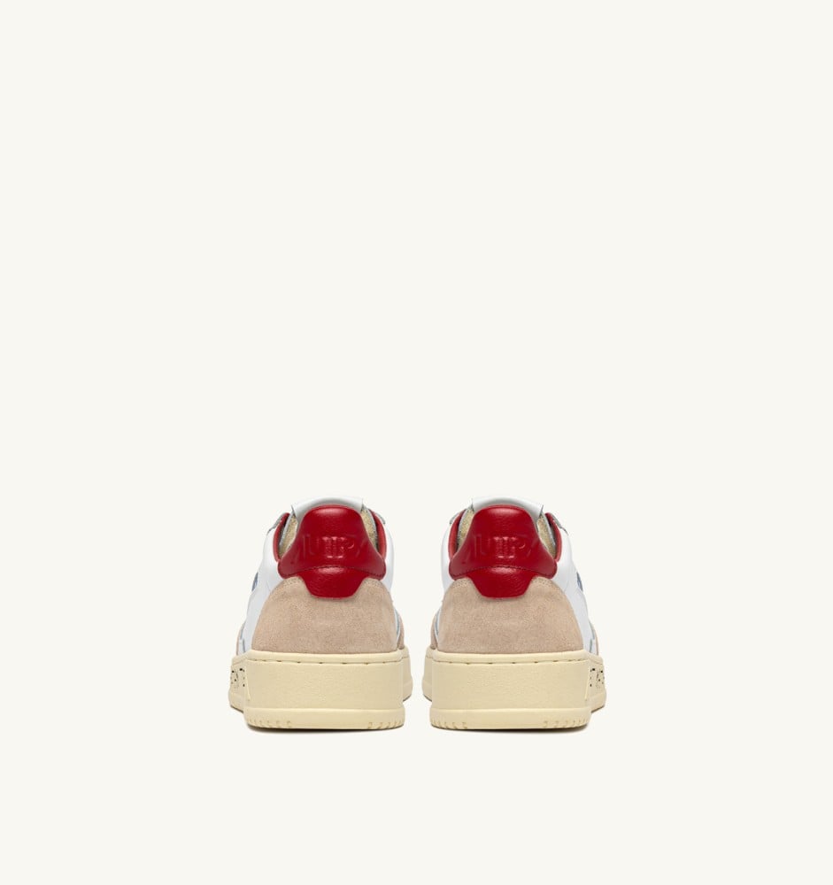 MEDALIST LOW IN WHITE AND RED SUEDE AND LEATHER WITH LETTERING