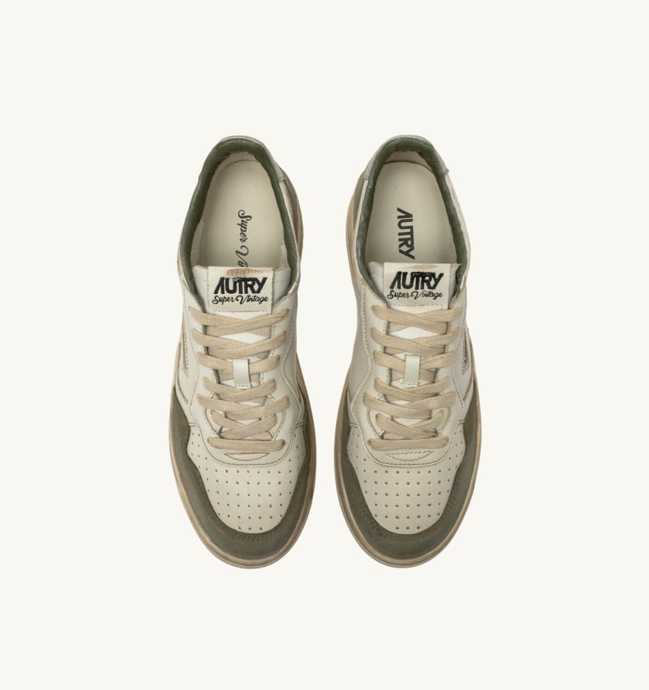 MEDALIST LOW SUPER VINTAGE IN WHITE AND SILVER LEATHER AND LIZARD SUEDE