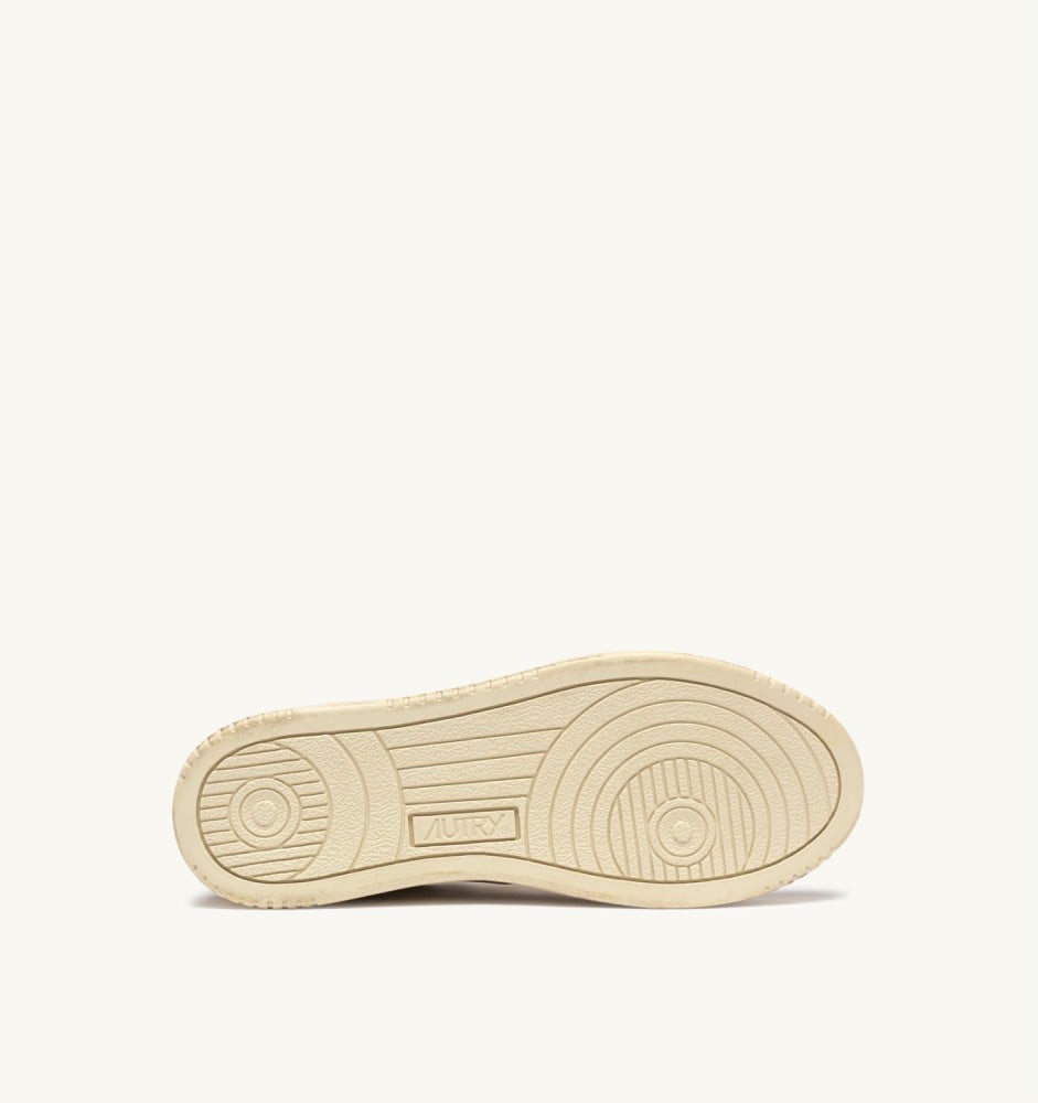 MEDALIST LOW SUPER VINTAGE IN LEATHER AND SUEDE WHITE AND GOLD