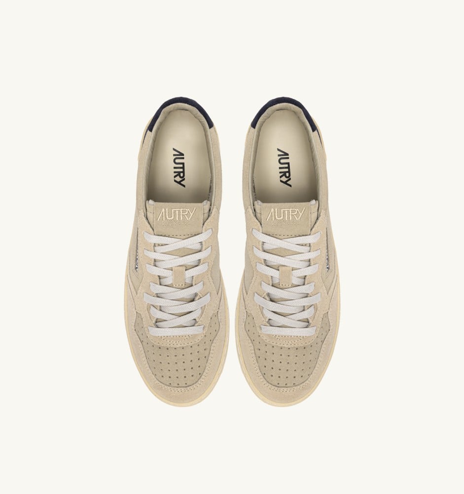 MEDALIST LOW TRICOLOR IN SUEDE COLOR ECRU PAPYRUS AND BLUE SPACE