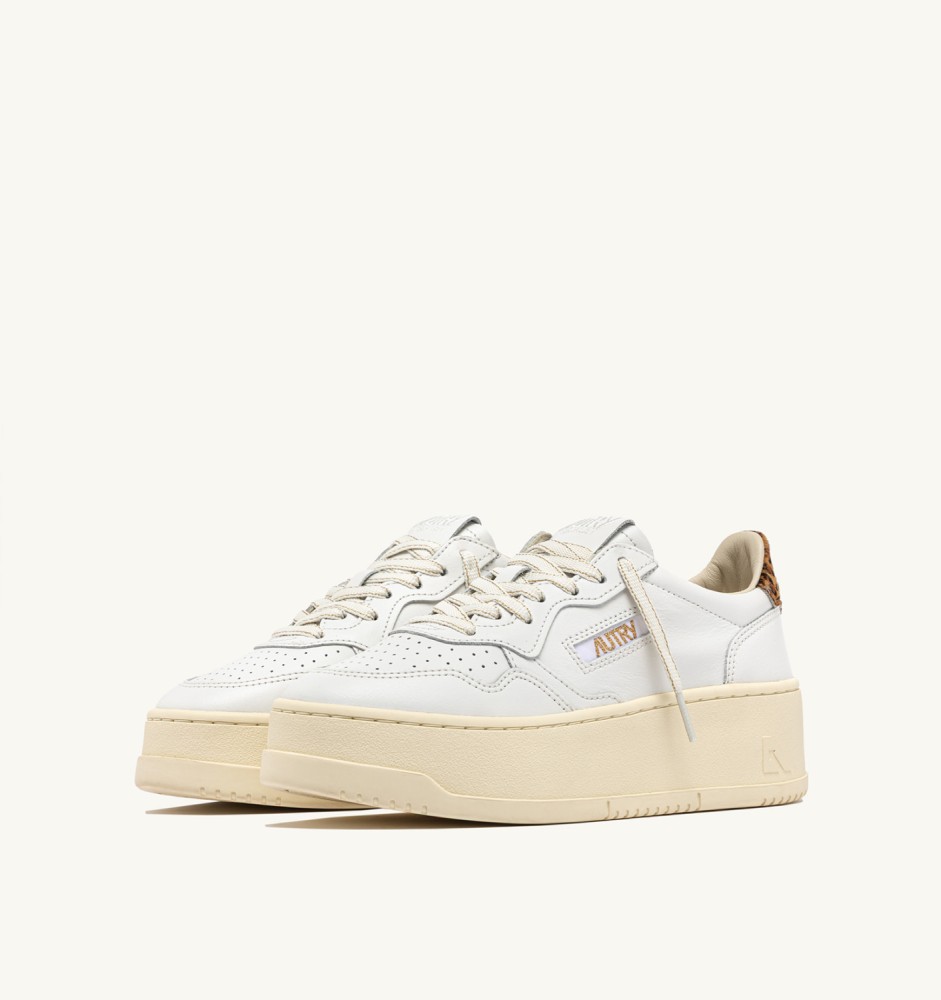 MEDALIST PLATFORM IN LEATHER COLOR WHITE AND LEOPARD