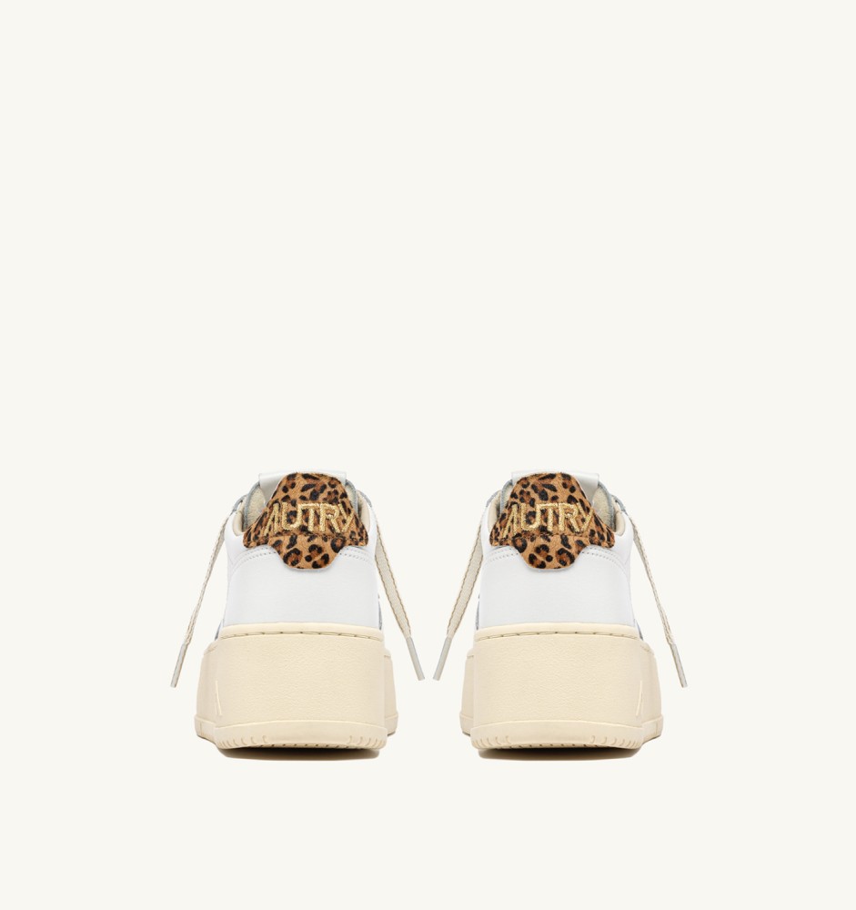 MEDALIST PLATFORM IN LEATHER COLOR WHITE AND LEOPARD