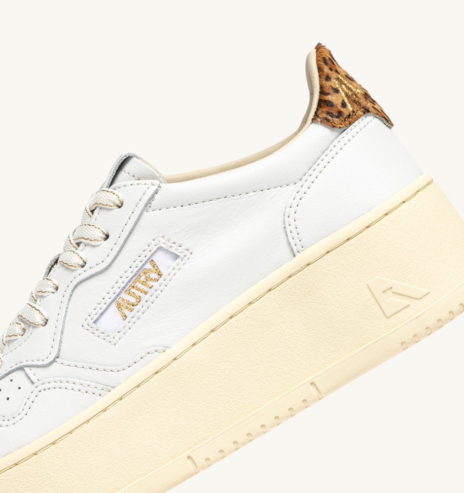 MEDALIST PLATFORM IN LEATHER COLOR WHITE AND LEOPARD
