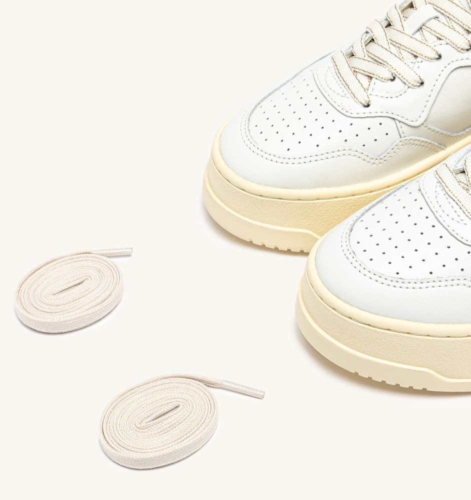 MEDALIST PLATFORM IN LEATHER COLOR WHITE AND LEOPARD