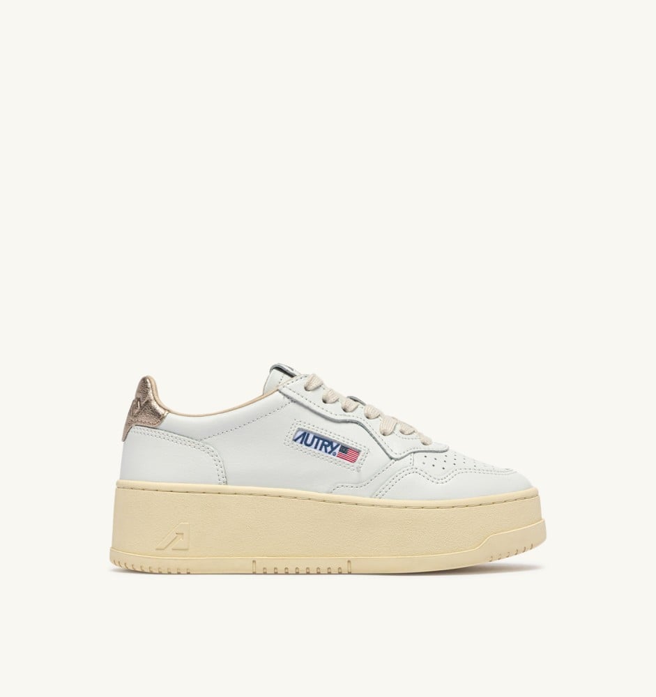 MEDALIST PLATFORM IN FEATHER GRAY AND WHITE SUEDE AND LEATHER
