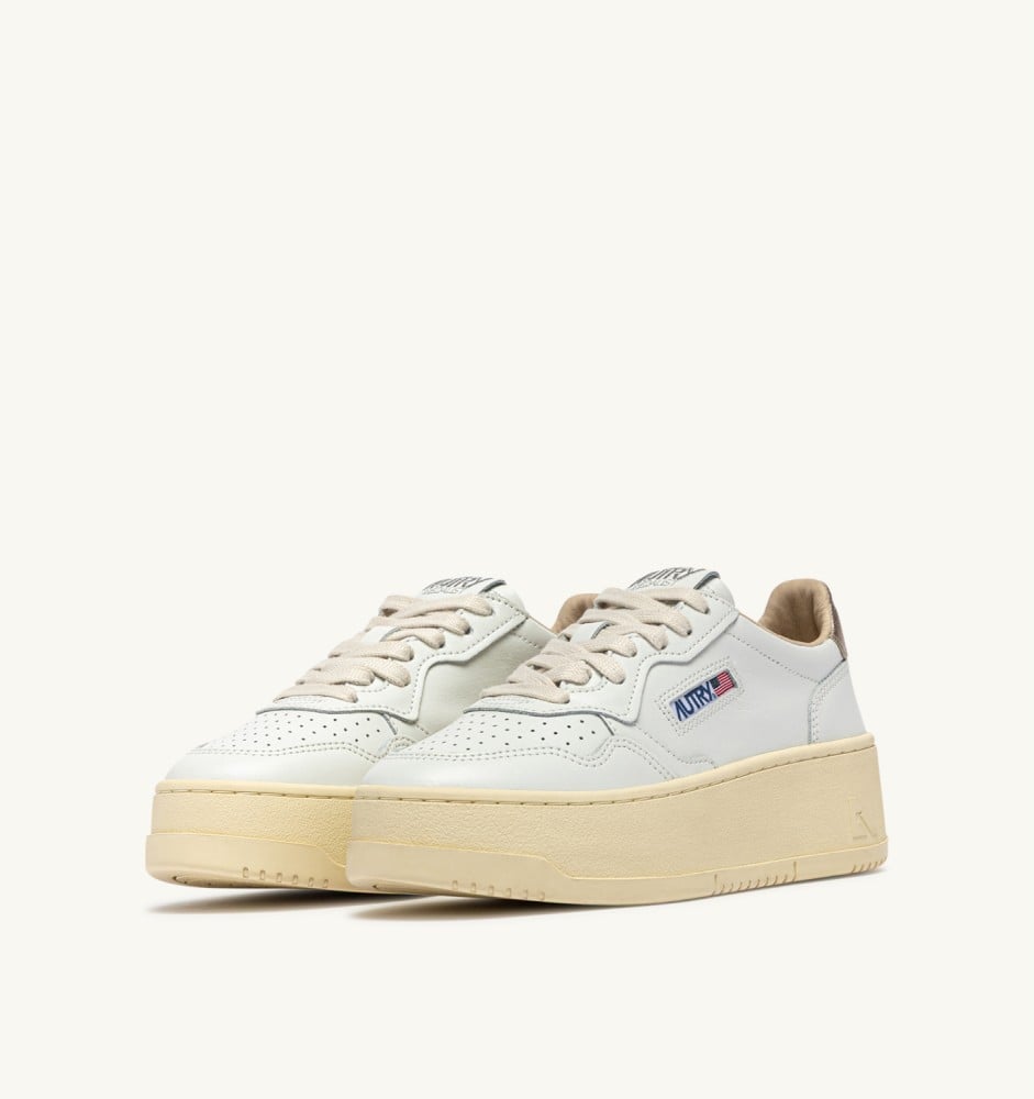 MEDALIST PLATFORM IN FEATHER GRAY AND WHITE SUEDE AND LEATHER