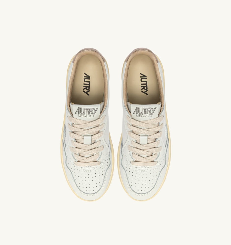 MEDALIST PLATFORM IN FEATHER GRAY AND WHITE SUEDE AND LEATHER