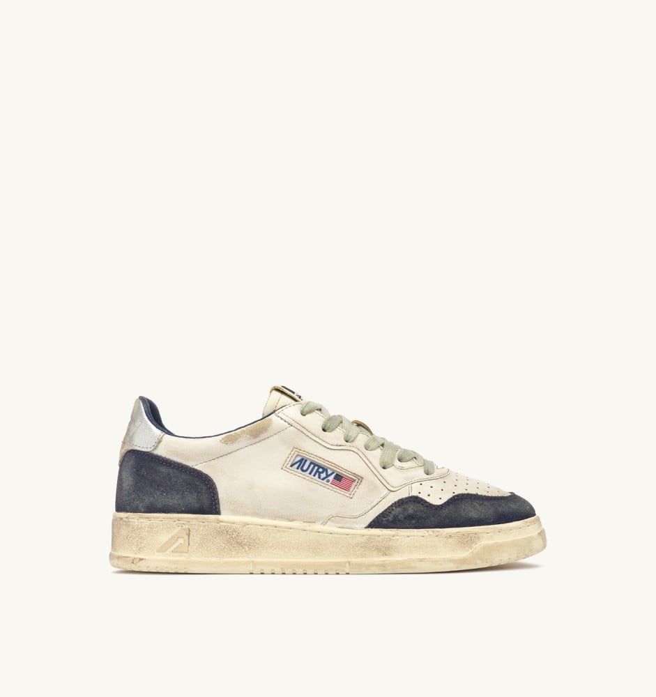 MEDALIST LOW SUPER VINTAGE IN SPACE BLUE AND SILVER LEATHER SUEDE