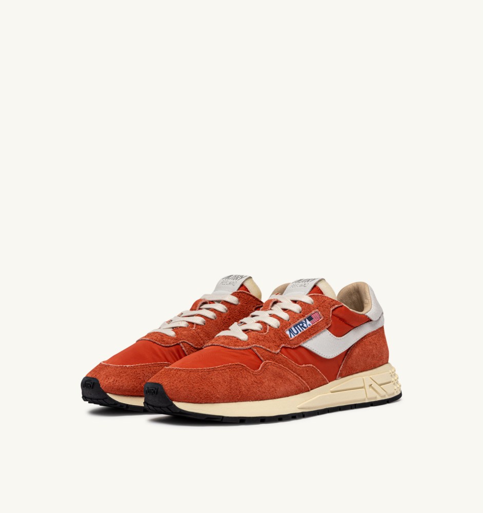 REELWIND LOW IN WHITE AND ORANGE RUST NYLON AND SUEDE