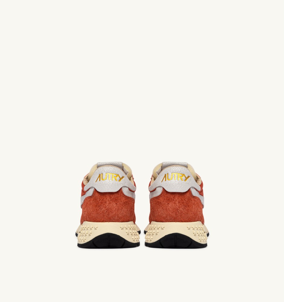 REELWIND LOW IN WHITE AND ORANGE RUST NYLON AND SUEDE