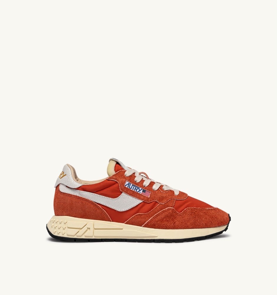 REELWIND LOW IN WHITE AND ORANGE RUST NYLON AND SUEDE