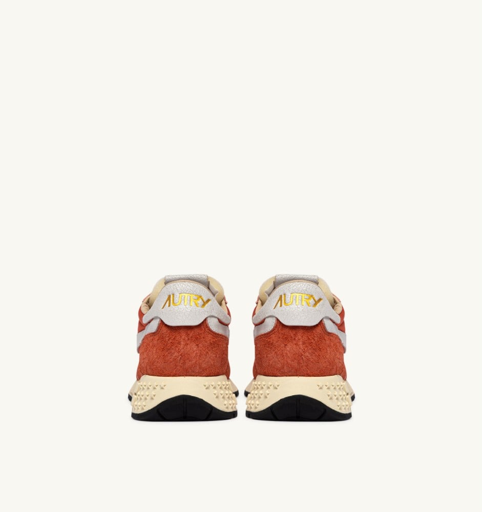 REELWIND LOW IN WHITE AND ORANGE RUST NYLON AND SUEDE