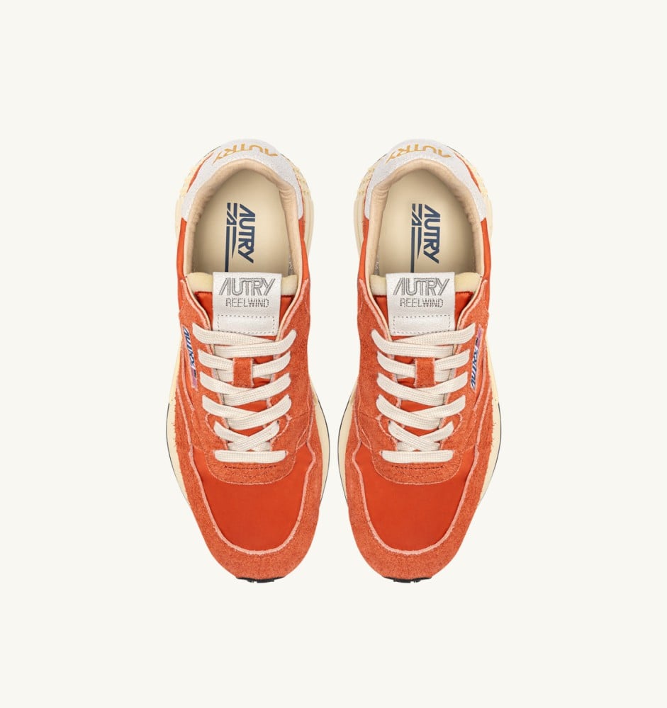 REELWIND LOW IN WHITE AND ORANGE RUST NYLON AND SUEDE
