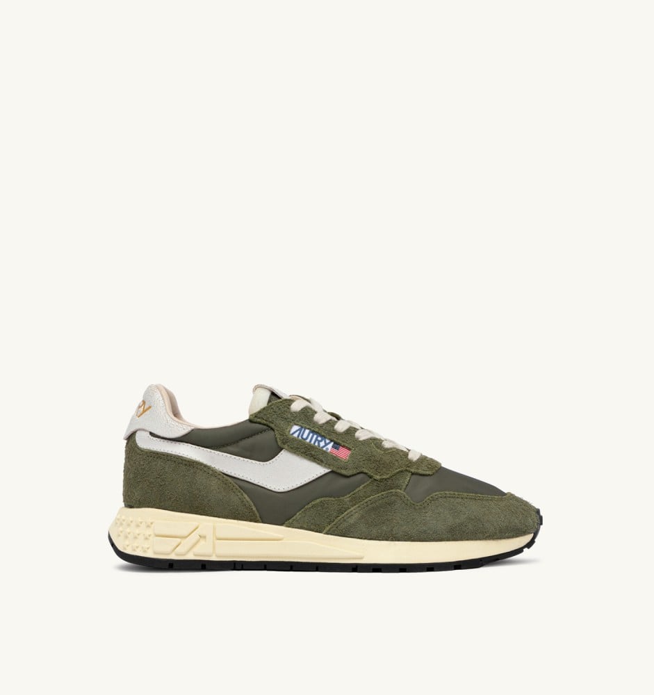 REELWIND LOW IN WHITE AND SAGE NYLON AND SUEDE