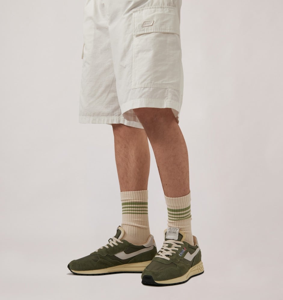 REELWIND LOW IN WHITE AND SAGE NYLON AND SUEDE