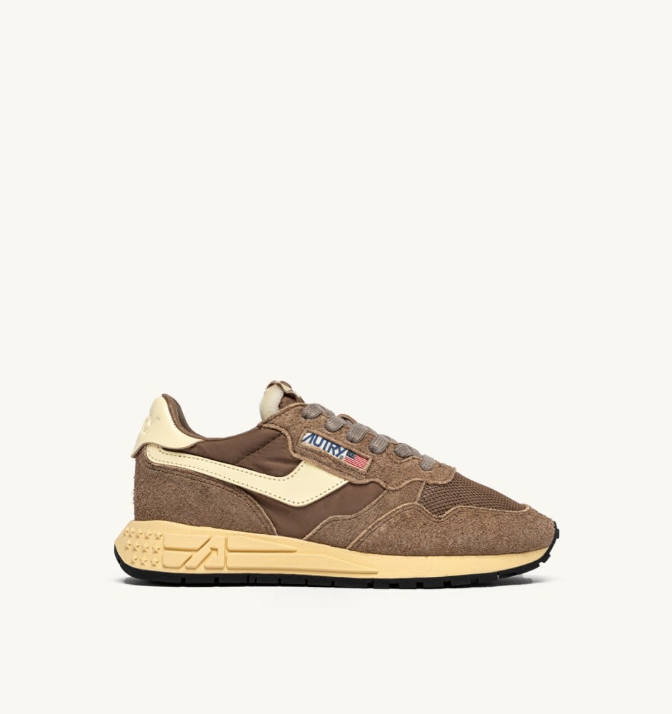 REELWIND LOW IN CROC AND RUTABAGA NYLON AND SUEDE