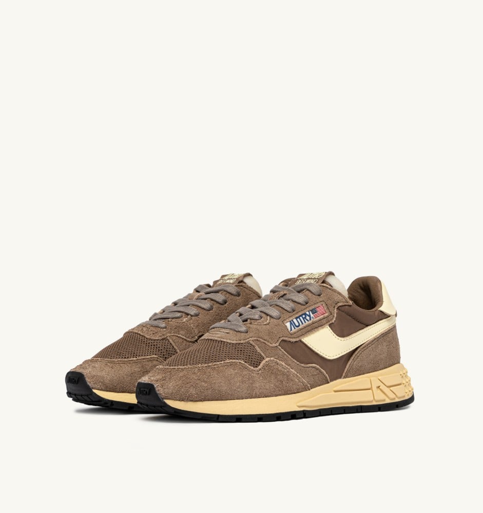 REELWIND LOW IN CROC AND RUTABAGA NYLON AND SUEDE