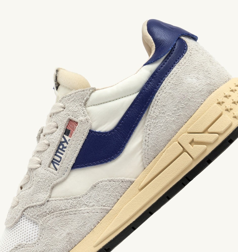 REELWIND LOW IN WHITE AND LIMOGES NYLON AND SUEDE