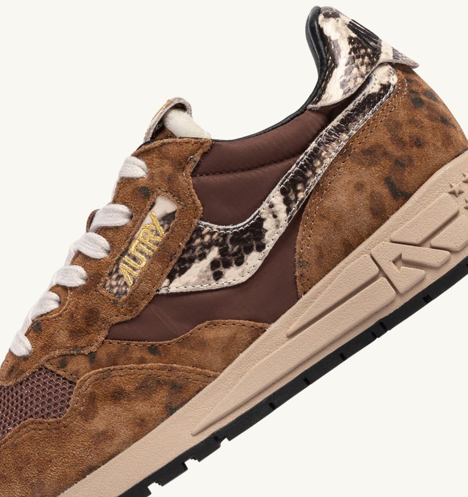 REELWIND LOW IN EVY LEOPARD AND SUMMER SAND NYLON AND SUEDE