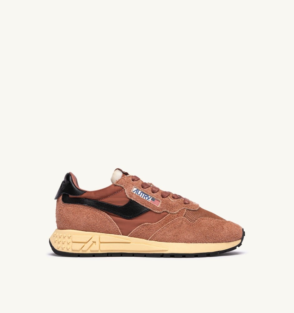 REELWIND LOW IN MOCHA AND BLACK NYLON AND SUEDE