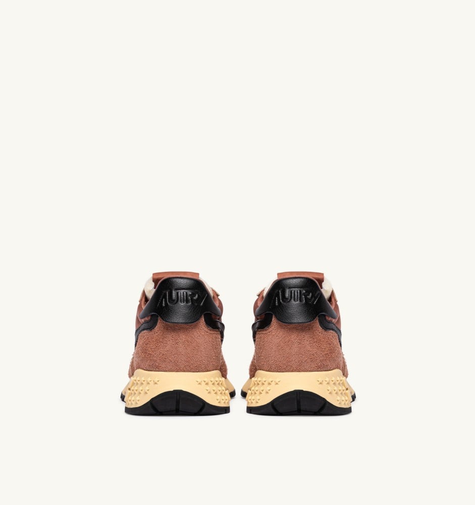 REELWIND LOW IN MOCHA AND BLACK NYLON AND SUEDE