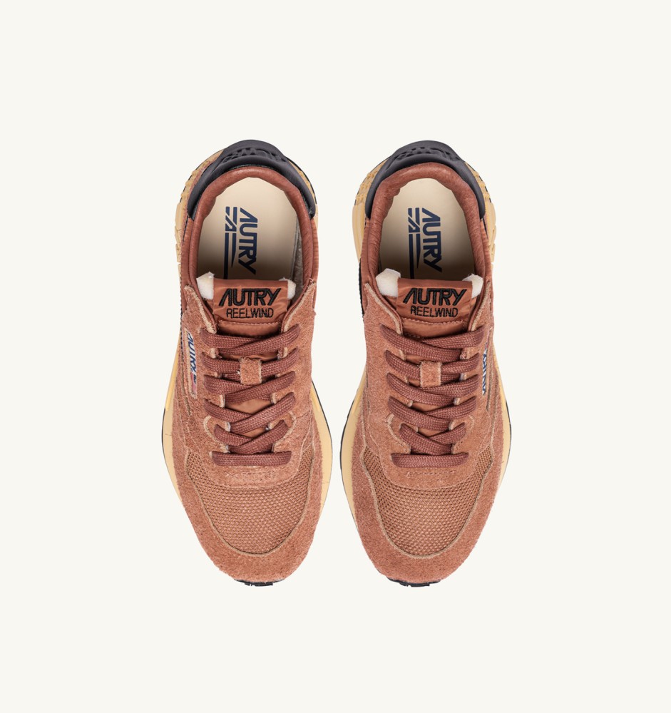 REELWIND LOW IN MOCHA AND BLACK NYLON AND SUEDE