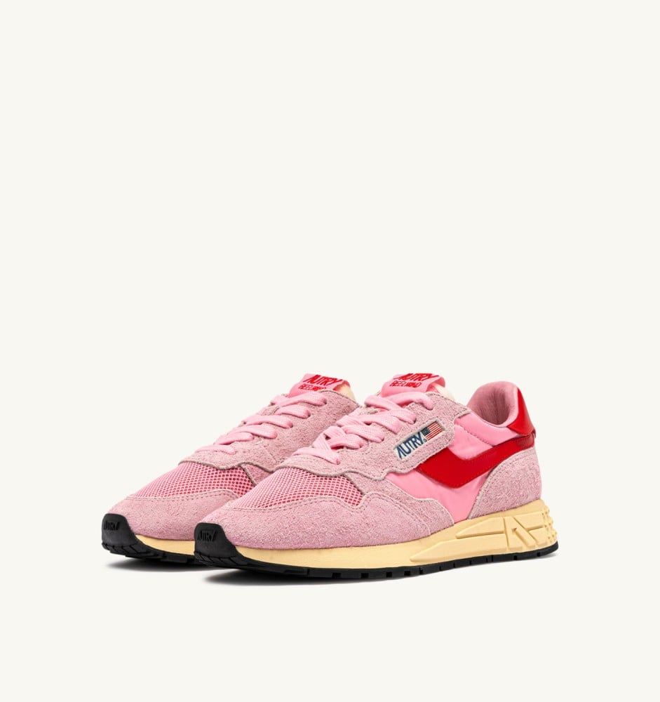 REELWIND LOW IN PINK CHERUB AND FLAME SCARLET NYLON AND SUEDE