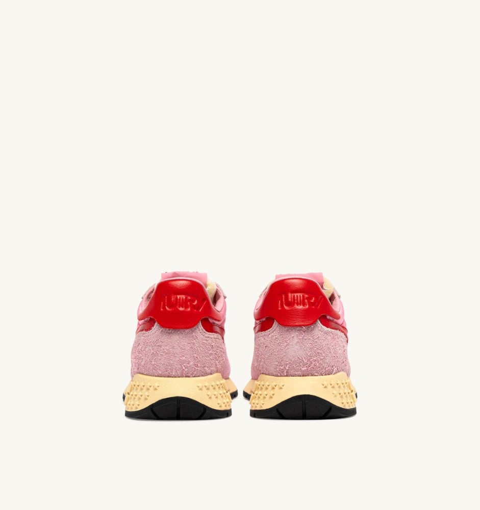 REELWIND LOW IN PINK CHERUB AND FLAME SCARLET NYLON AND SUEDE