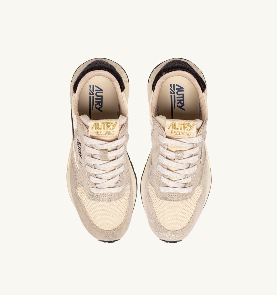 REELWIND LOW IN PLATINUM, RUTABAGA AND BROWN NYLON AND SUEDE