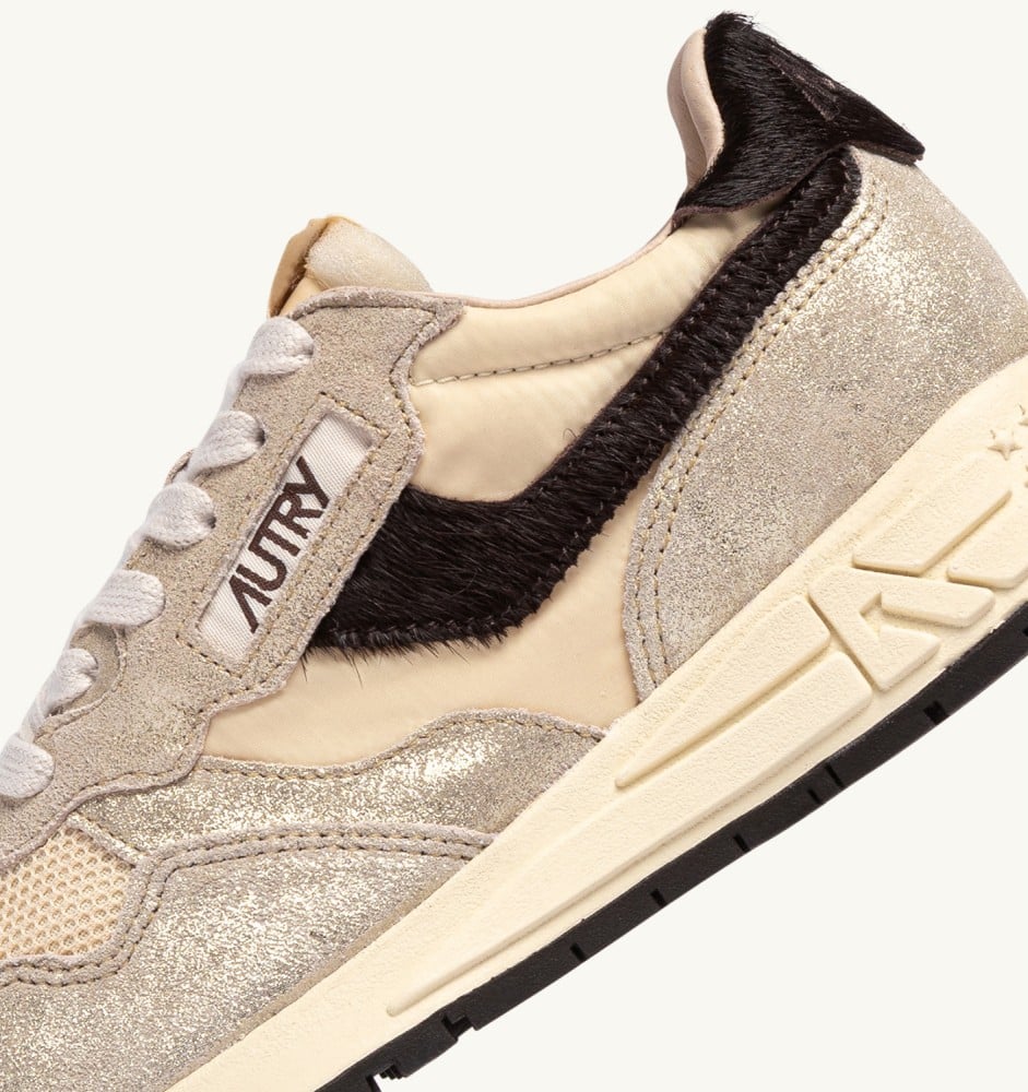 REELWIND LOW IN PLATINUM, RUTABAGA AND BROWN NYLON AND SUEDE