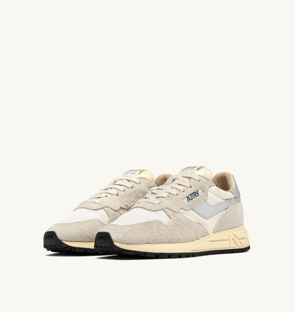 REELWIND LOW IN SAND, WHITE AND SILVER NYLON AND SUEDE
