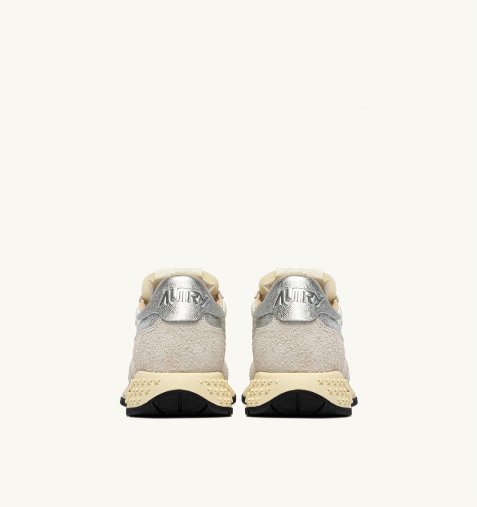 REELWIND LOW IN SAND, WHITE AND SILVER NYLON AND SUEDE
