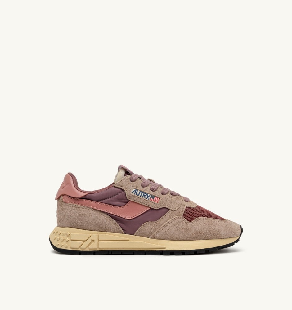 REELWIND LOW IN ROSE AND DESERT SAND NYLON SUEDE AND LEATHER