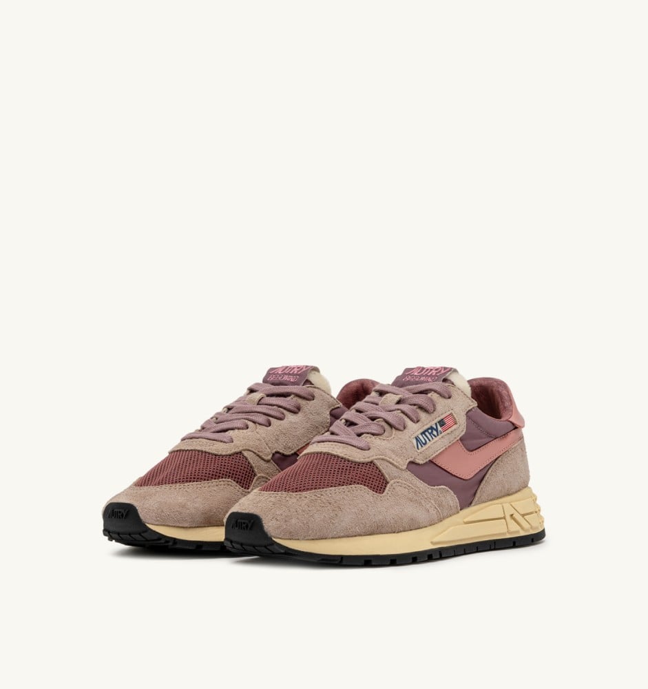REELWIND LOW IN ROSE AND DESERT SAND NYLON SUEDE AND LEATHER