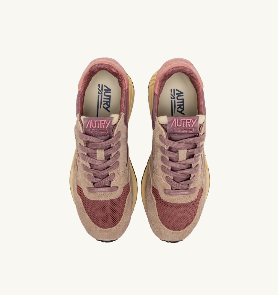 REELWIND LOW IN ROSE AND DESERT SAND NYLON SUEDE AND LEATHER