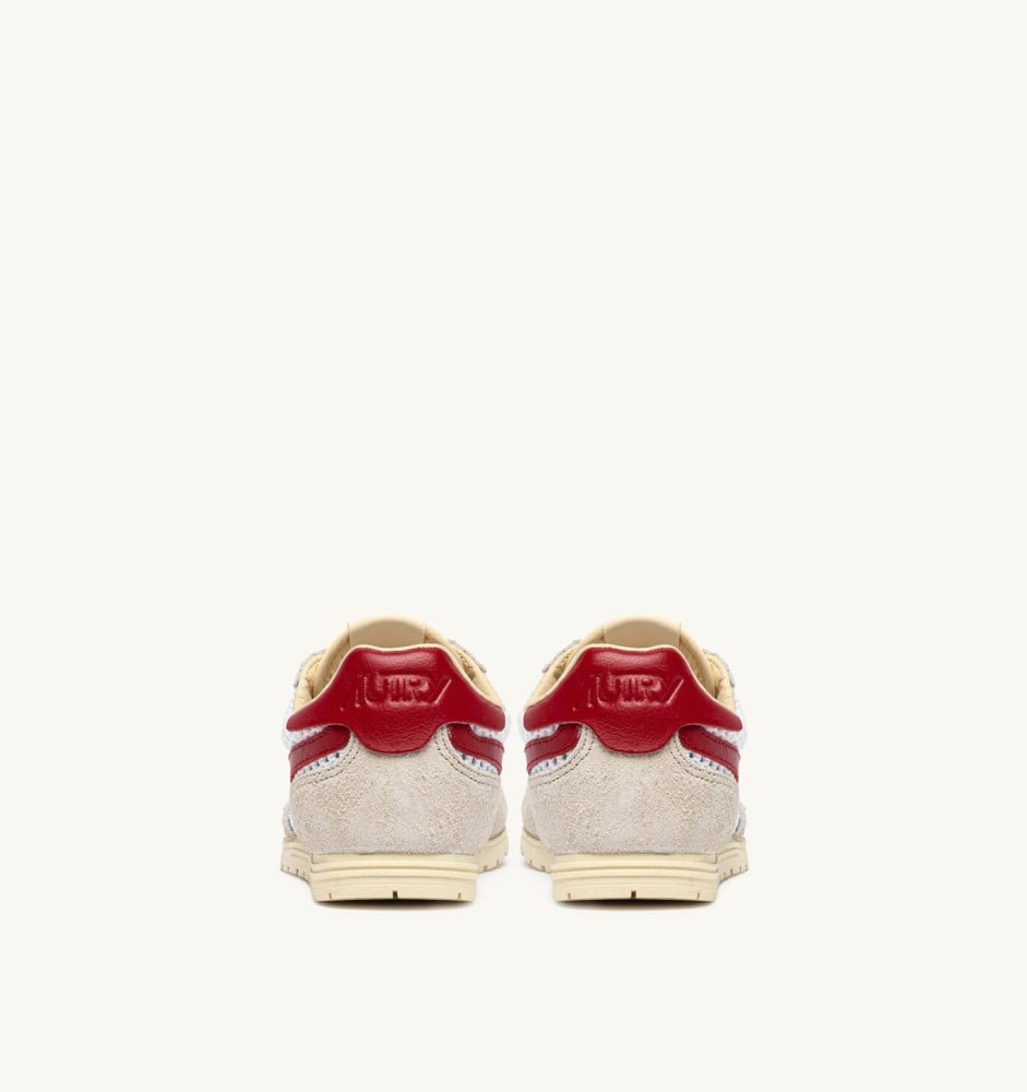 WINDSPIN IN WHITE SAND AND RED MESH AND LEATHER