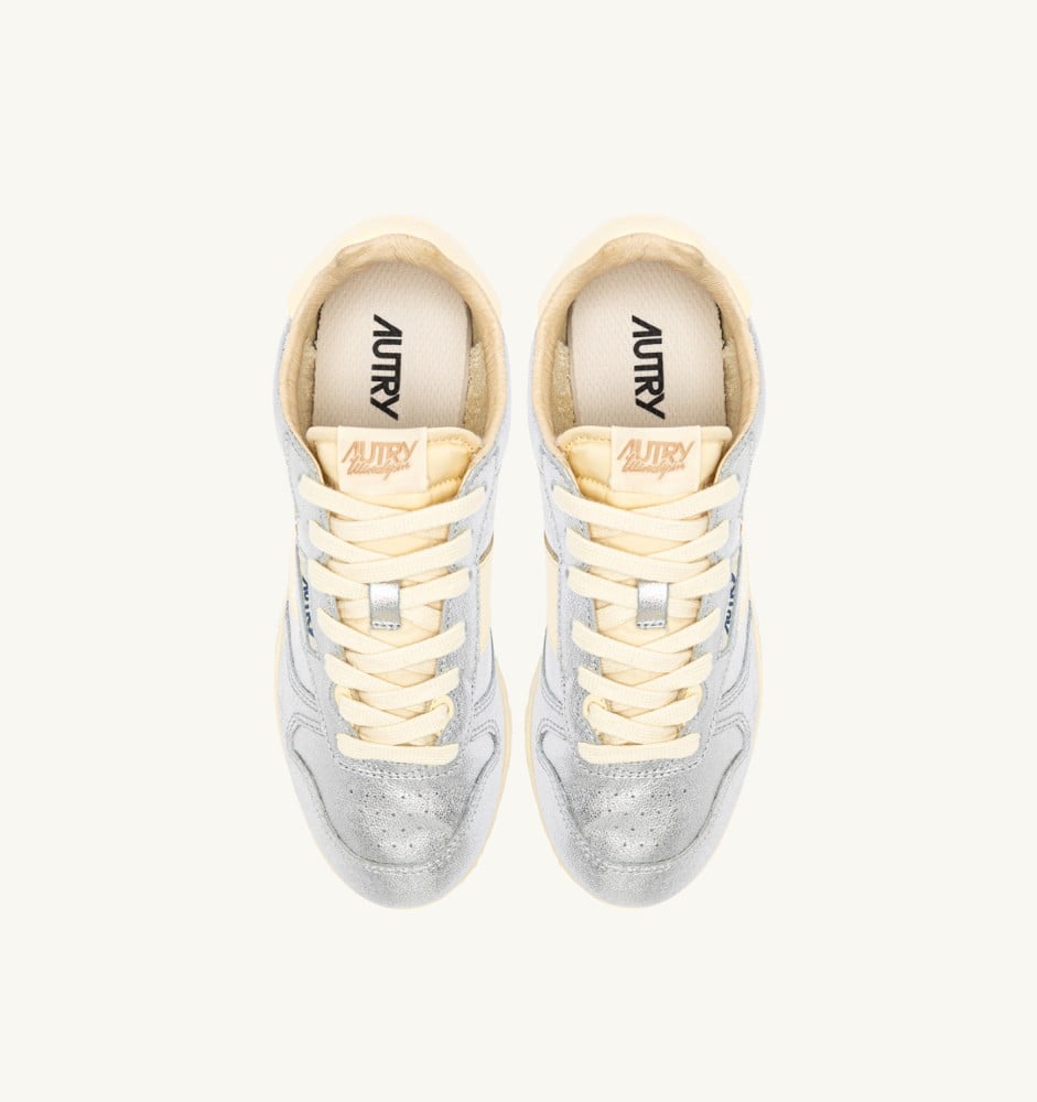 WINDSPIN IN SILVER AND RUTABAGA SUEDE AND LEATHER