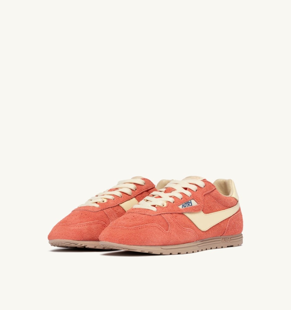 WINDSPIN IN BLUSH AND RUTABAGA SUEDE AND LEATHER