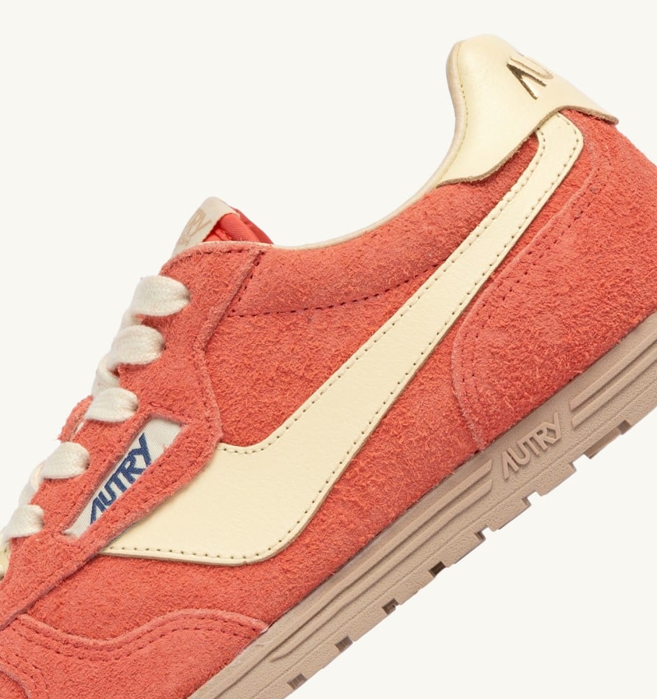 WINDSPIN IN BLUSH AND RUTABAGA SUEDE AND LEATHER